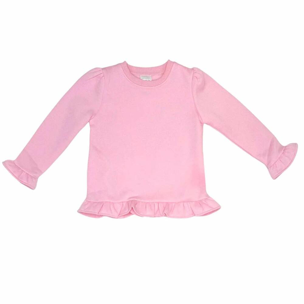 NEW LOVE THAT COTTON girl's ruffle bottom sweatshirt in light pink